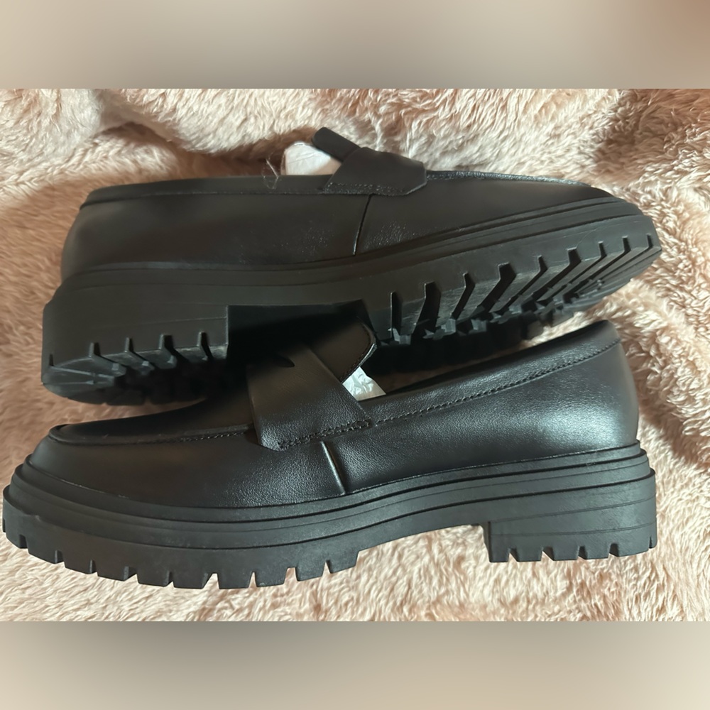NIB Quince Italian Leather Lug Sole Loafer Black Size Women's 10 - Picture 9 of 13